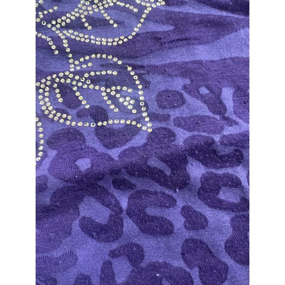 Toppy Easy Fit Purple Semi Sheer Animal Print Tshirt With Bedazzled Hawaii 0 - Picture 5 of 5